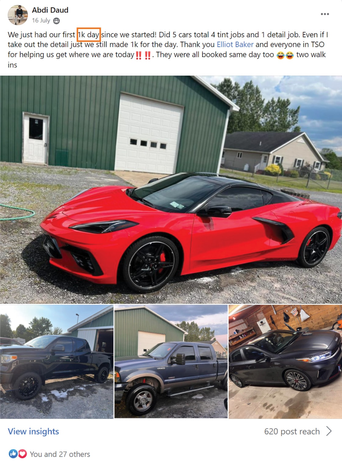 Tint School Online student Abdi earning $1,000 per day